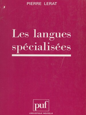 cover image of Les langues spécialisées